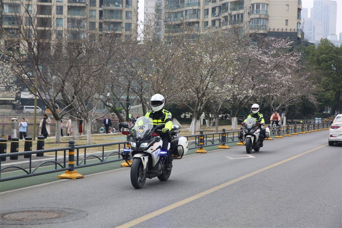 赏花季来临武汉交警积极排堵保畅服务群众